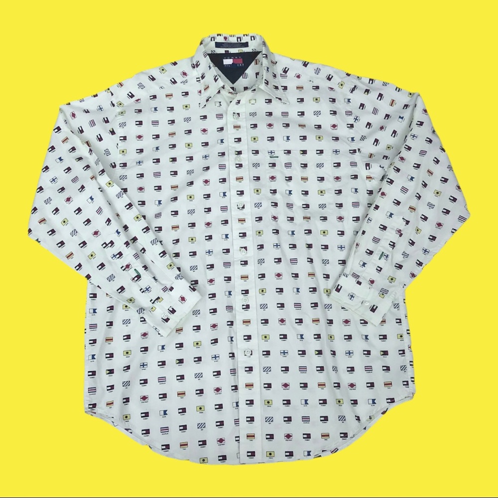 90s Tommy Hilfiger Nautical Flag Button Down Small